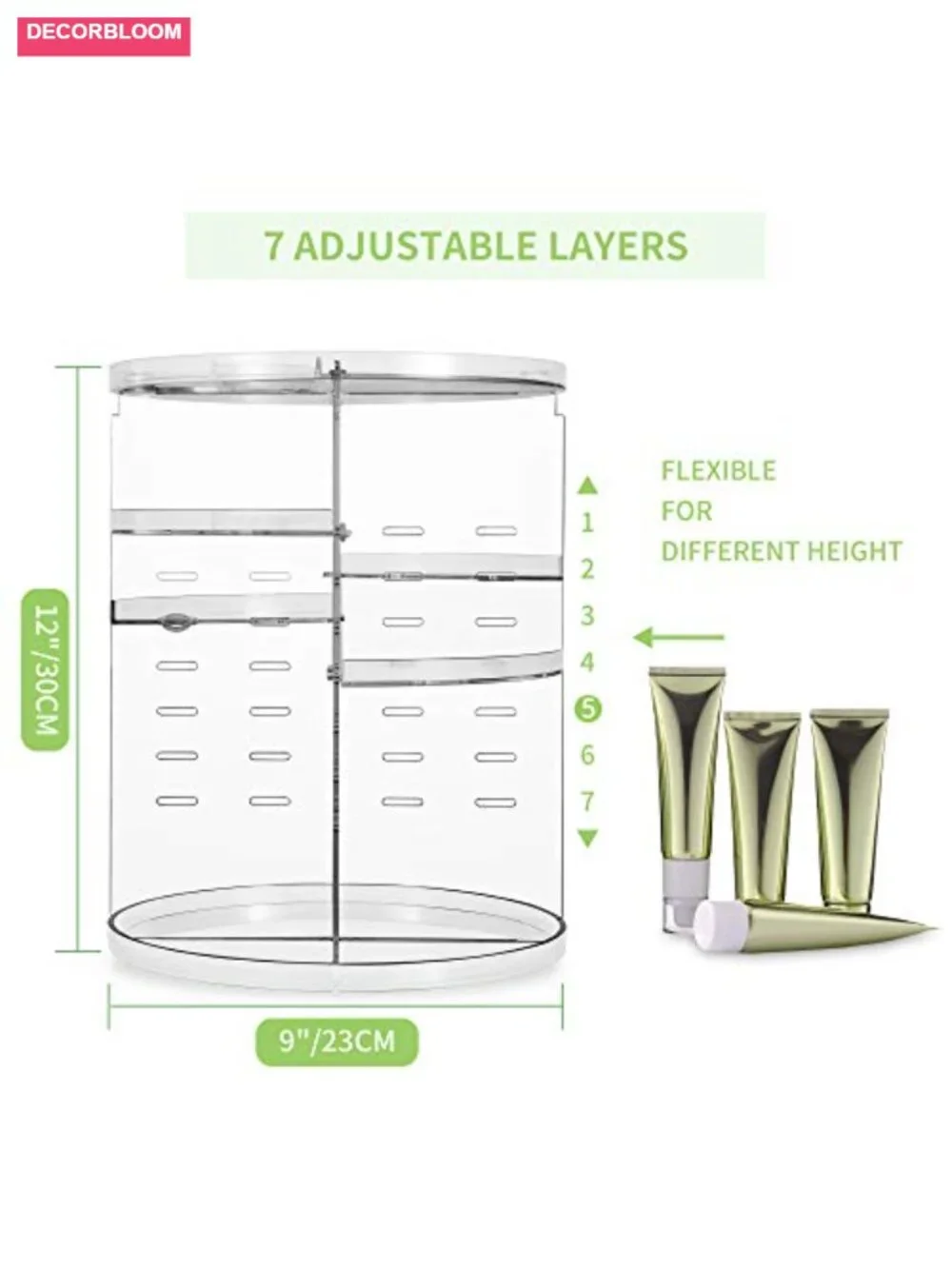 360 Rotating Makeup Organizer, Spinning Countertop Cosmetic Holder Shelf,